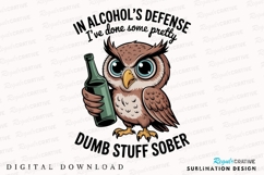 Funny Owl With Alcohol Bottle Sublimation PNG Product Image 1