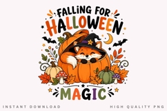 Falling For Halloween Magic PNG Sublimation Design, Fox in Product Image 1
