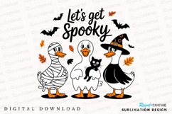 Halloween Ducks with Mummy Witch and Cat Sublimation PNG Product Image 1