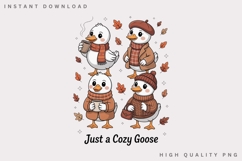 Just a Cozy Goose PNG Bundle, Cute Autumn Goose Clipart Product Image 2