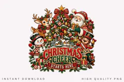 Christmas Cheer Starts Here Santa Reindeer Snowman Product Image 1