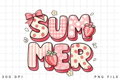 Sweet Strawberry Summer Cute Summer Strawberry PNG Design Product Image 1