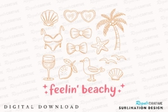 Beach Themed Doodle Illustration with Sublimation PNG Product Image 1