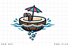 Tropical Coconut Drink Beach Summer Vacation Cute Product Image 1