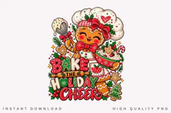 Cute Gingerbread Baker Holiday Cheer Christmas Baking PNG Product Image 1