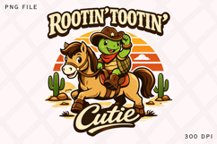 Rootin' Tootin' Cutie Cowboy Turtle PNG Design Product Image 1
