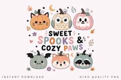 Sweet Spooks Cozy Paws PNG Sublimation Design, Pastel Product Image 2