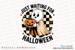 Ghost Holding Jack O Lantern with Halloween Sublimation PNG Product Image 1