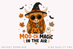 Moo-ch Magic In The Air PNG Sublimation Design, Highland Cow Product Image 1