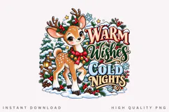 Warm Wishes Cold Nights Cute Reindeer Winter Christmas Product Image 1