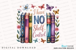 Watercolor Bookshelf Design No Shelf Control Sublimation PNG Product Image 1
