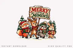 Merry Little Moments PNG Sublimation Design, Cute Woodland Product Image 1