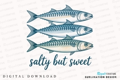 Three Mackerel Fish Illustration with Salty Sublimation PNG Product Image 1