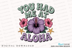 Aloha Floral Design with Text and Hibiscus Sublimation PNG Product Image 1