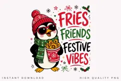Festive Vibes Christmas Penguin PNG Sublimation Design Product Image 2