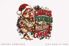 Festive Chicken Holiday Cheer Christmas Lights Winter PNG Product Image 1
