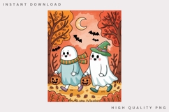 Cute Ghost Trick or Treat PNG, Kawaii Halloween Ghost Product Image 2