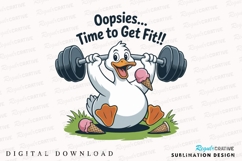 Cartoon Duck Lifting Weights Ice Cream Sublimation PNG Product Image 2