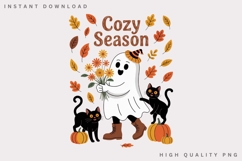 Cozy Season Ghost PNG, Cute Halloween Ghost Sublimation Product Image 2