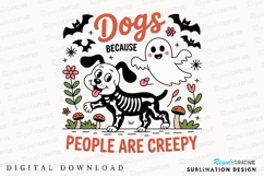 Halloween Dog Skeleton Ghost Bats Flowers Sublimation PNG Product Image 1