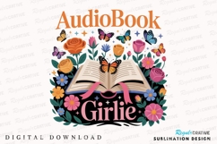 Girly Audiobook Design With Flowers And Sublimation PNG Product Image 1