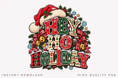 Festive Hey Ho Holiday Christmas Winter Typography PNG Product Image 1