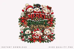 Merry Bright Friends Christmas Snowman Family Holiday Product Image 1