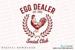 Egg Dealer Social Club Rooster Illustration Sublimation PNG Product Image 1