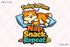 Today's Plan Nap Snack Repeat Cat PNG, Cute Sleeping Cat Product Image 1