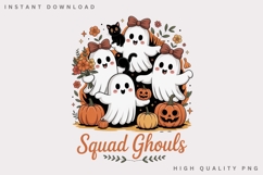 Squad Ghouls Cute Ghost Halloween PNG, Ghost Friends Pumpkin Product Image 3
