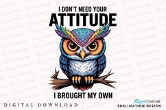 Colorful Owl Attitude Design Vector Sublimation PNG Product Image 1