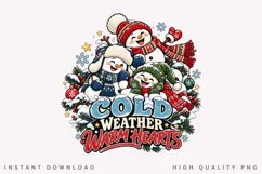Cozy Cold Weather Warm Hearts Cute Snowman Christmas Winter Product Image 1