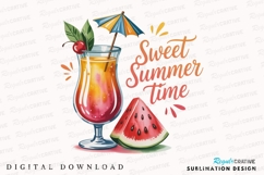 Summer Cocktail with Watermelon Slice and Sublimation PNG Product Image 1