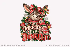 Merry Little Donkey Cute Christmas Holiday Winter PNG Design Product Image 2