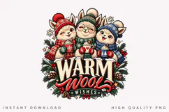 Warm Winter Wishes Cute Alpaca Trio PNG, Cozy Holiday Product Image 1
