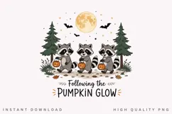 Trick or Treat Raccoons PNG Sublimation Design, Following Product Image 2