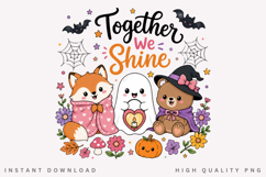 Together We Shine PNG, Cute Fox Ghost Bear Halloween Product Image 2