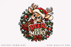Deer Merry Christmas Winter Holiday PNG, Cute Festive Product Image 1