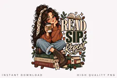 Book Lover Coffee Reading PNG, Cozy Bookish Girl Product Image 1