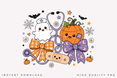 Cute Nurse Halloween PNG, Coquette Bow Medical Ghost Product Image 1
