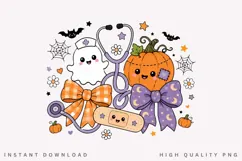Cute Nurse Halloween PNG, Coquette Bow Medical Ghost Product Image 1