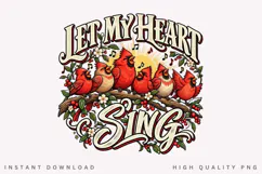 Let My Heart Sing Happy Winter Holiday Cardinal Birds PNG Product Image 1