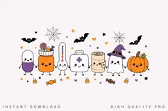 Cute Nurse Halloween PNG, Kawaii Medical Ghost Pumpkin PNG Product Image 1
