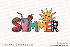 Cartoon Summer Design with Watermelon Juice Sublimation PNG Product Image 1