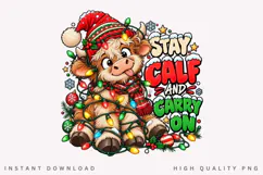 Cute Highland Cow Stay Calm and Carry On Christmas Winter Product Image 2