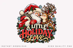 A Little Holiday Love Cute Santa Reindeer Christmas PNG Product Image 1