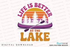 Lake Life Retro Design With Canoe Silhouette Sublimation PNG Product Image 1