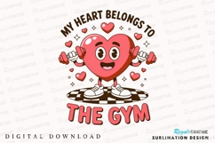 Gym Heart Cartoon Character Fitness Sublimation PNG Product Image 1