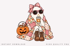 Coquette Bow Ghost PNG, Pink Ghost Coffee Sublimation Product Image 2