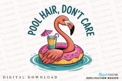 Flamingo in a Donut Float with Drink and Sublimation PNG Product Image 1